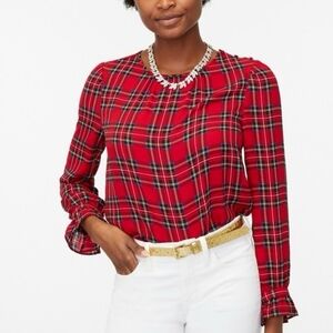 J. Crew Factory Red and Black Plaid Blouse